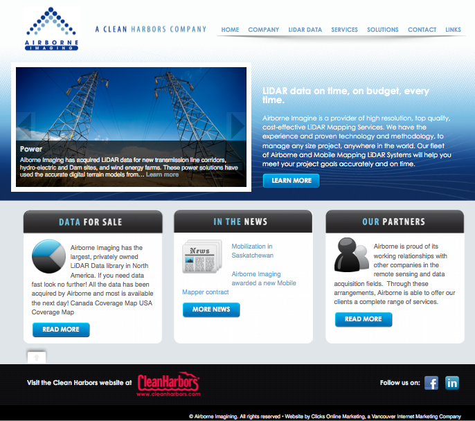 Aerial mapping company home page design