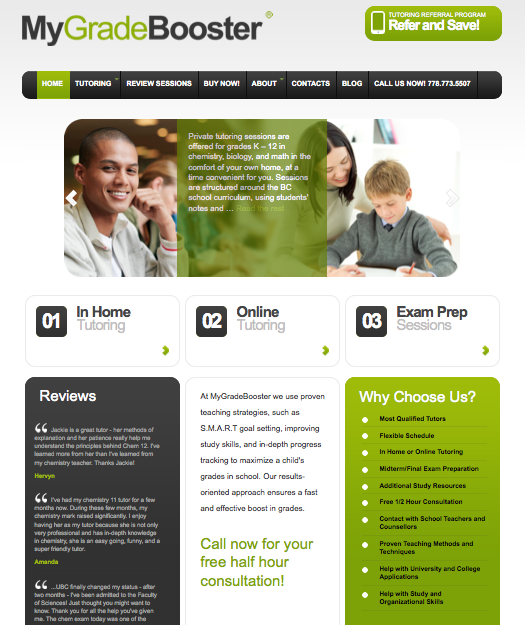 Tutoring Web site Home Page