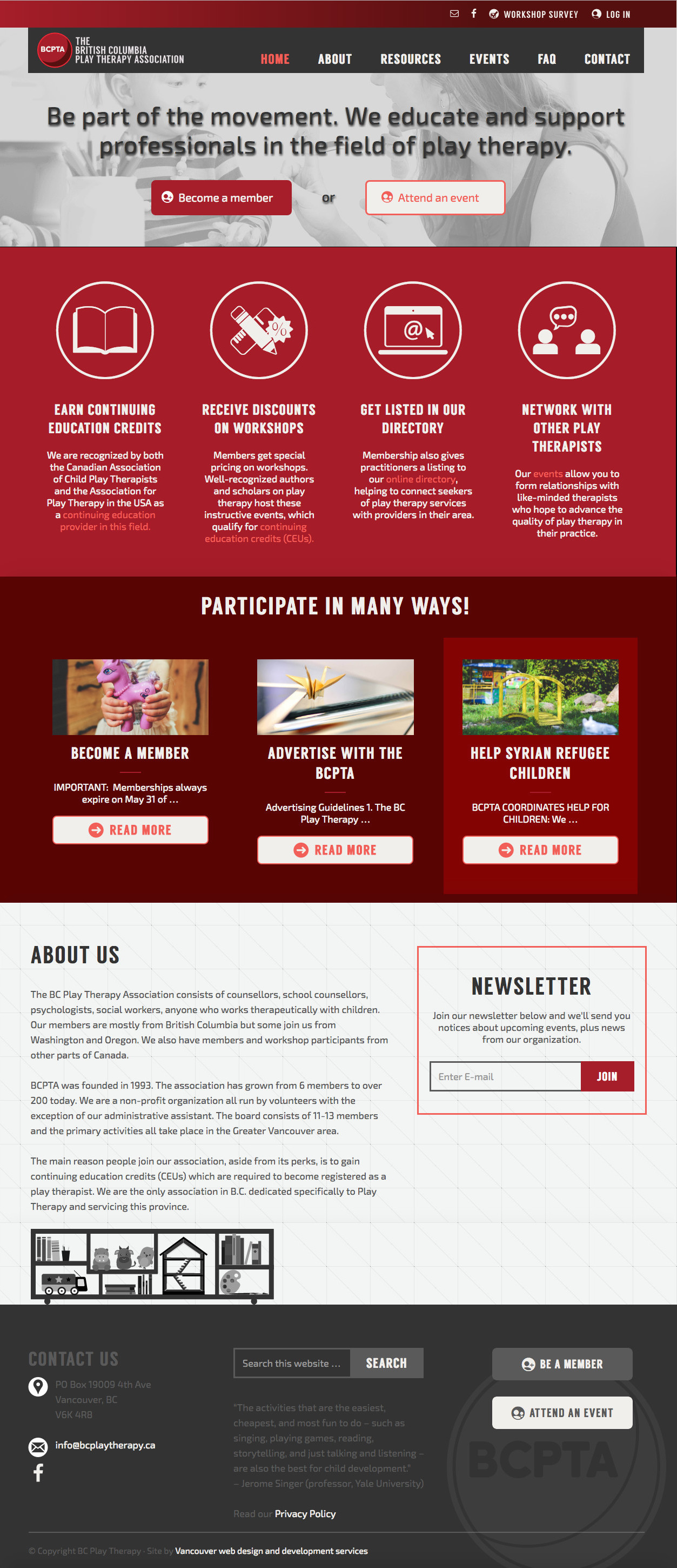 long view of non profit website design home page