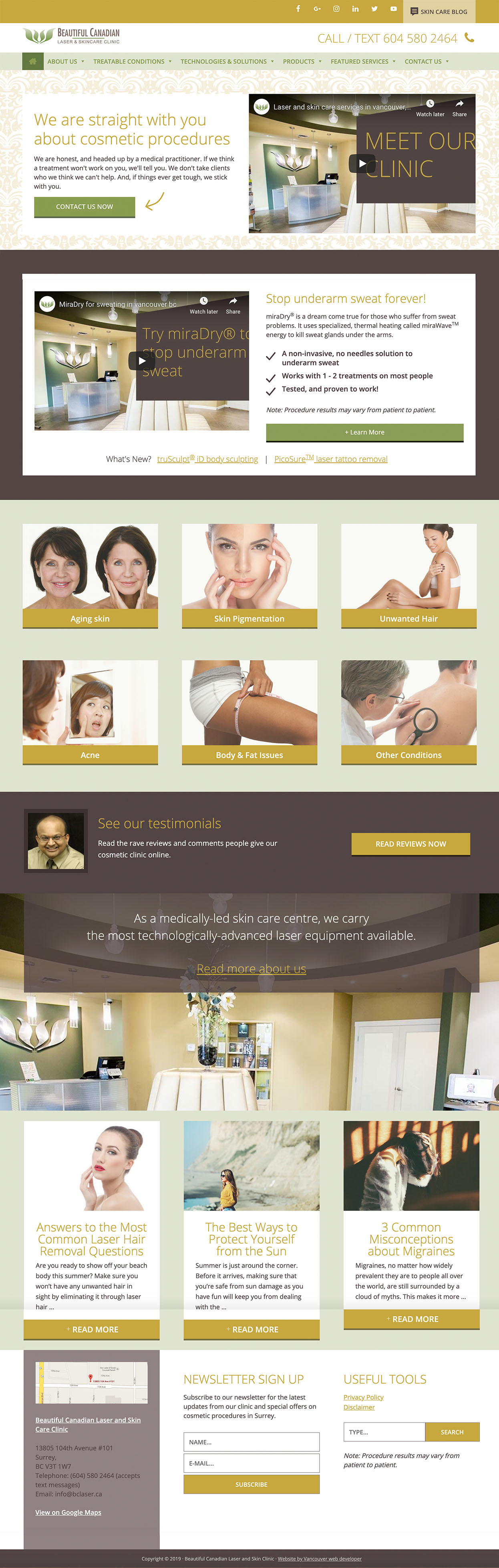 surrey bc web design proof of home page for cosmetic laser clinic