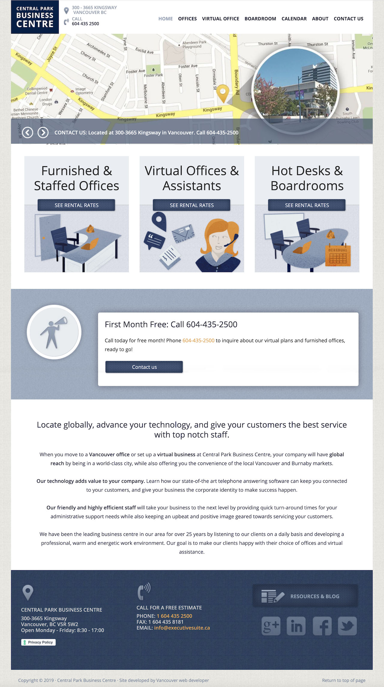cpbc vancouver business web design for an office center - home page