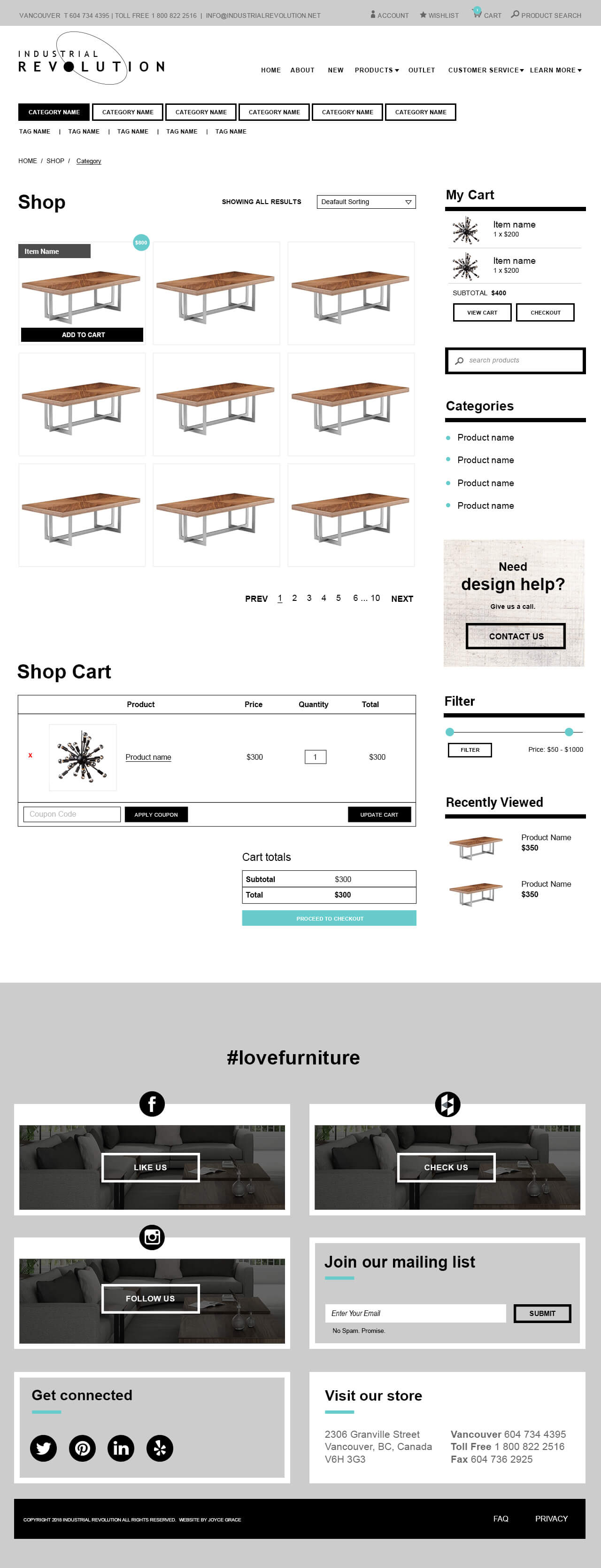 shop page using woocommerce for vancouver retail store web design