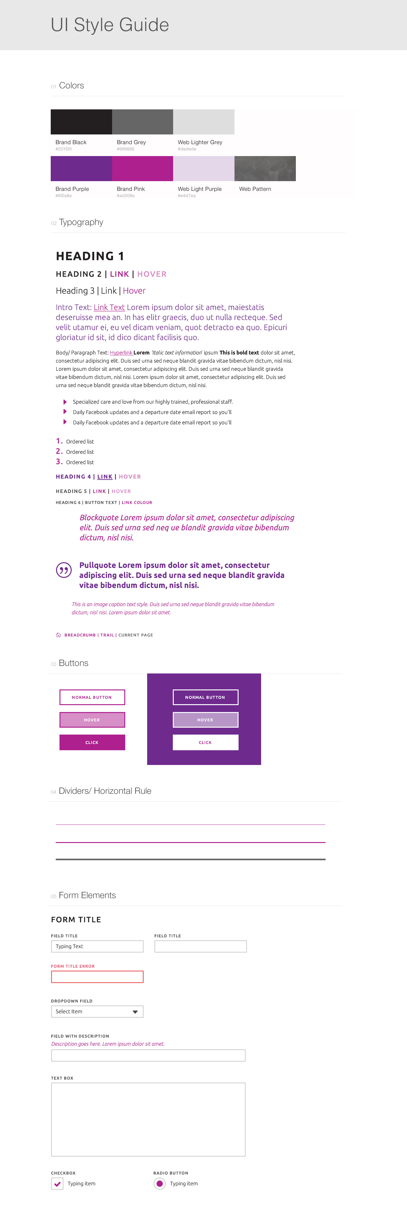 financial planner web design style guide