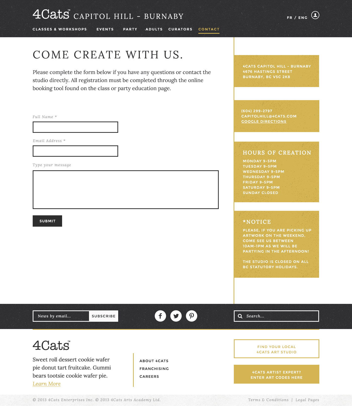 custom contact form web design for a franchise site