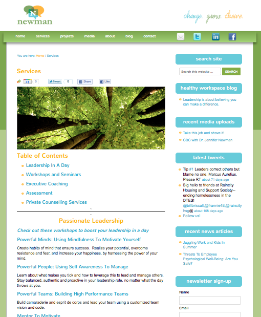 services interior page design for psychologist website