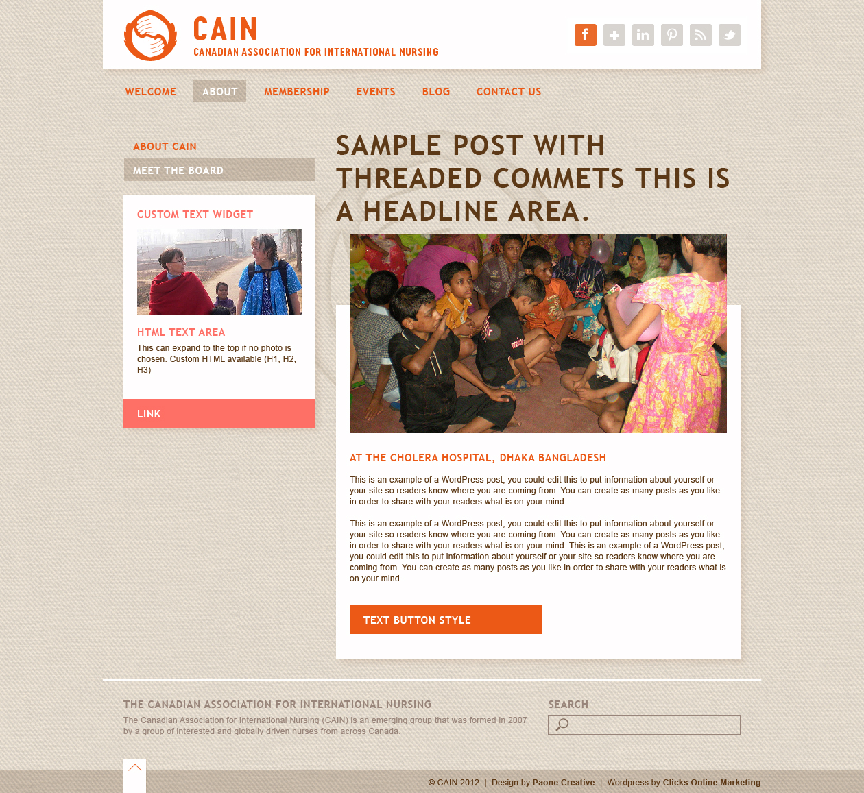 nursing non profit website development of single post template in WordPress