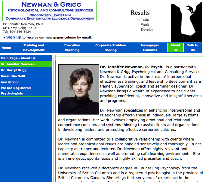 Old about page for psychologist web site