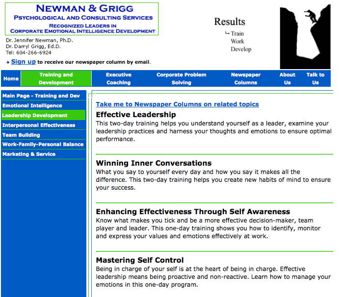 Old services page for psychologist web site