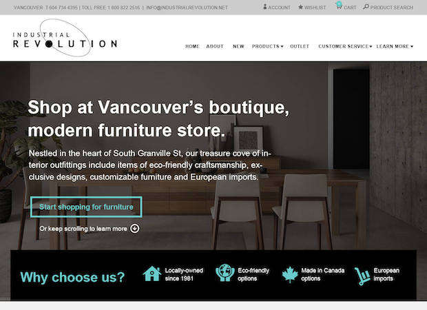 furniture e-commerce company web design home page featured image